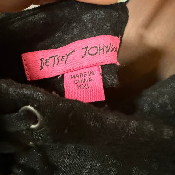 BETSEY JOHNSON | Black tonal Leopard Pointed Halter neck Mini Dress | XXL - Picture 5 of 7